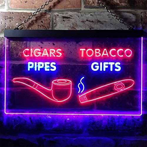 Cigar Pipes Tobacco Gifts Dual LED Neon Light Sign